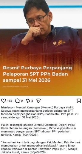 Perpanjangan SPT Tahunan PPh Badan hingga 31 Mei 2026, Ini Penjelasannya